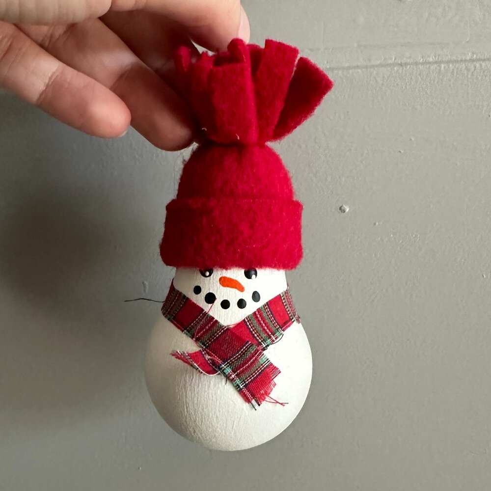 Handmade Snowman Lightbulb Christmas Ornament